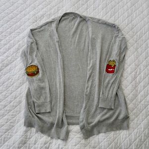 Noble U Open Gray Cardigan w/Elbow Patches